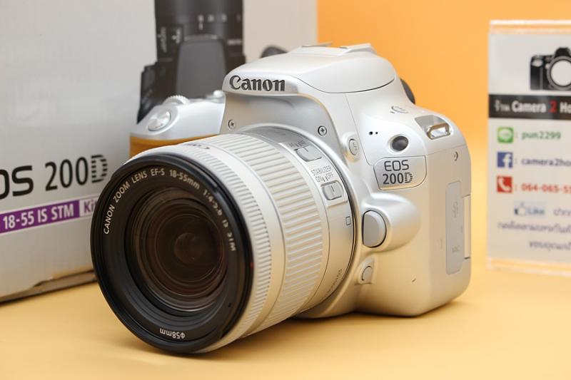 ขาย Canon EOS 200D + Lens 18-55mm IS STM รุ่นใหม่  (สีน้ำตาล) สภาพสวย อดีตประกันศูนย์ จอปรับหมุนได้ มี WIFIในตัว เมนูไทย จอติดฟิล์มแล้ว อุปกรณ์ครบกล่อง  อุ
